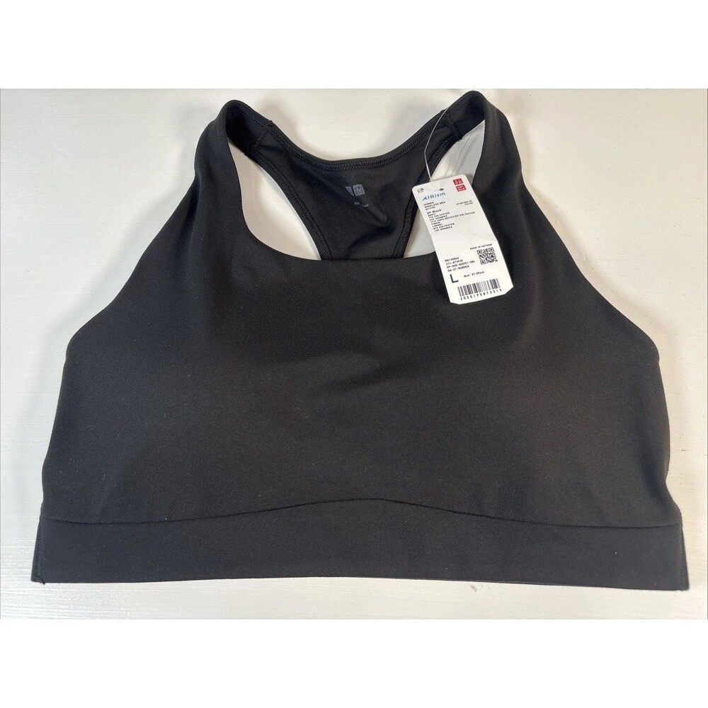 UNIQLO Wireless Sport Bra Active Medium Support Black Size Large